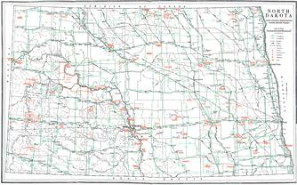 1937 WPA Project North Dakota State Highway Map